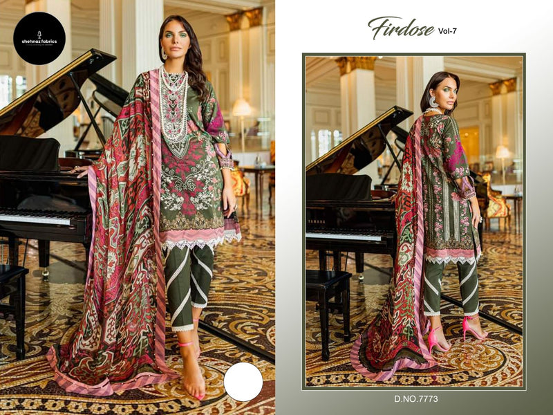 Shrhnaz Fabs Firdose Vol 7 Cotton Printed With Fancy Embroidery Work Stylish Designer Pakistani Salwar Kameez