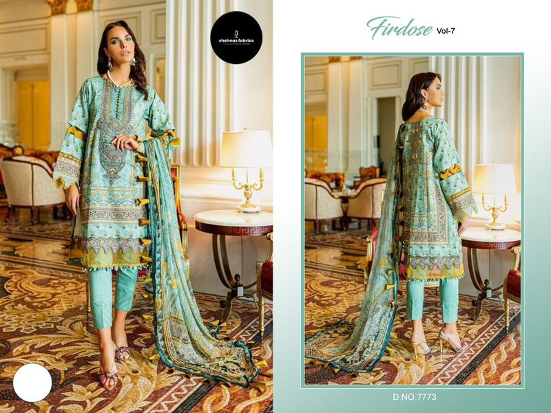 Shrhnaz Fabs Firdose Vol 7 Cotton Printed With Fancy Embroidery Work Stylish Designer Pakistani Salwar Kameez