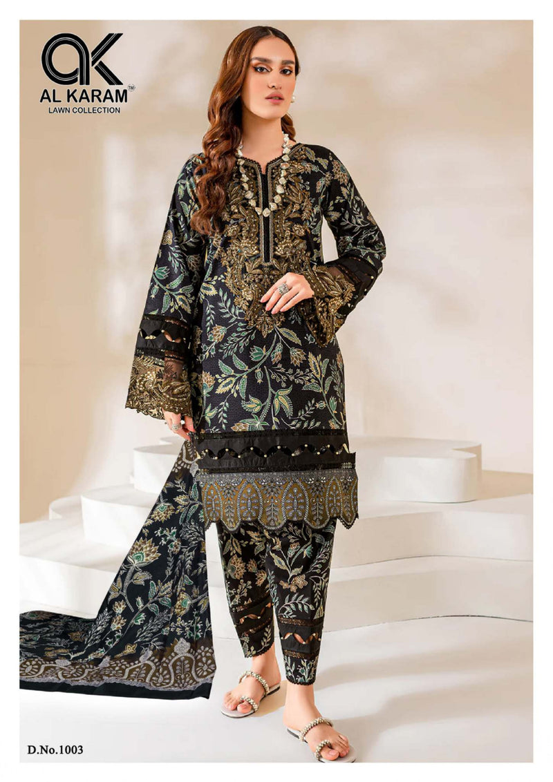 Al Karam Firdous Exclusive Collection Vol 1 Soft Cotton Print Exclusive Embroidery Work Fancy Designer Wear Salwar Suit