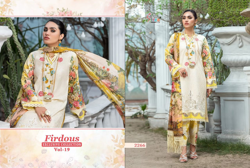 Shree Fabs Firdous Exclusive Collection Vol 19 Cotton Embroidered Pakistani Style Party Wear Salwar Suits