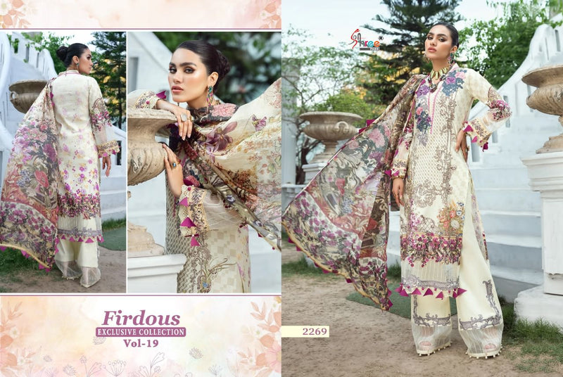 Shree Fabs Firdous Exclusive Collection Vol 19 Cotton Embroidered Pakistani Style Party Wear Salwar Suits