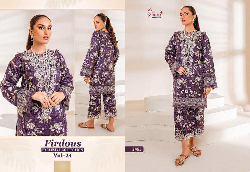 Shree Fabs Firdous Exclusive Collection Vol 24 Pure Cotton With Heavy Embroidery Work Pakistani Salwar Kameez