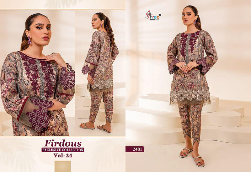 Shree Fabs Firdous Exclusive Collection Vol 24 Pure Cotton With Heavy Embroidery Work Pakistani Salwar Kameez