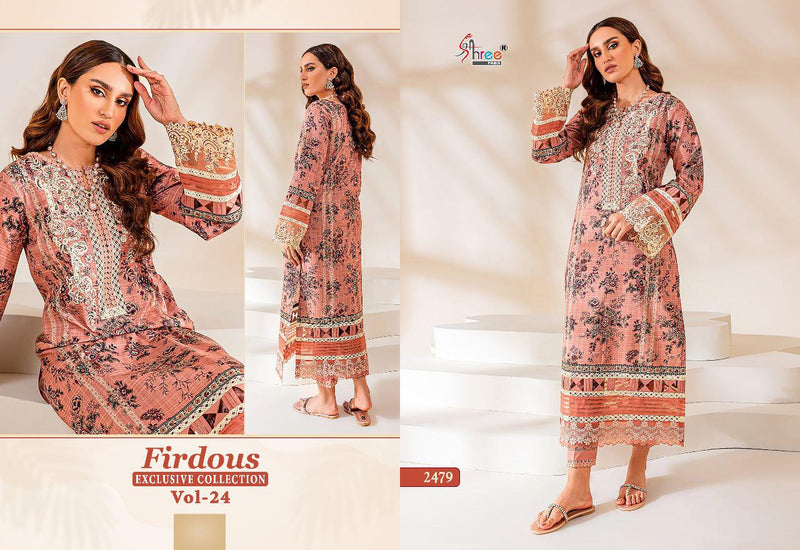Shree Fabs Firdous Exclusive Collection Vol 24 Pure Cotton With Heavy Embroidery Work Pakistani Salwar Kameez