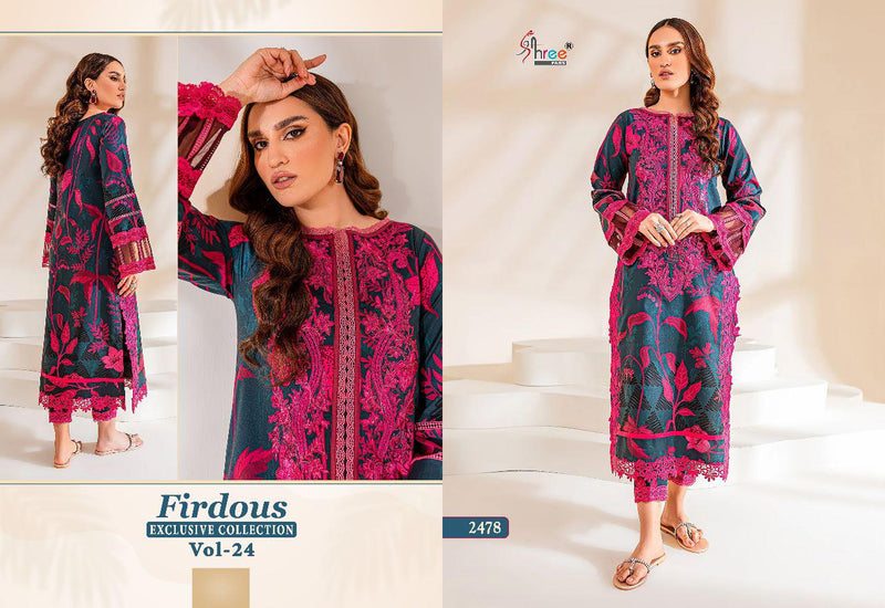 Shree Fabs Firdous Exclusive Collection Vol 24 Pure Cotton With Heavy Embroidery Work Pakistani Salwar Kameez