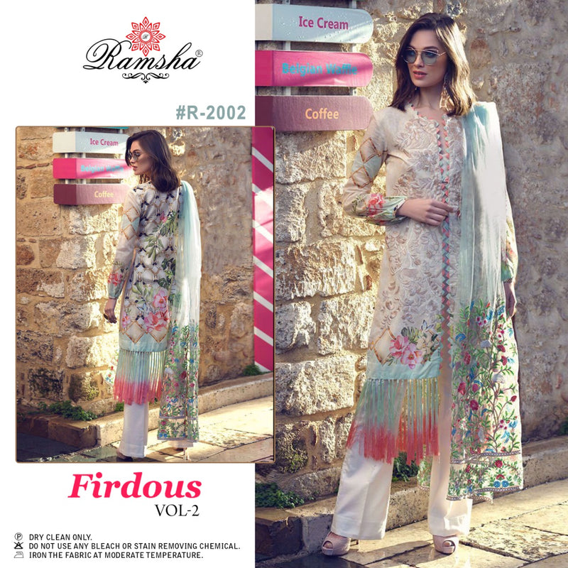 Ramsha Firdous Vol 2 Cambric Cotton Embroidered Pakistani Style Festive Wear Salwar Suits With Fancy Prints