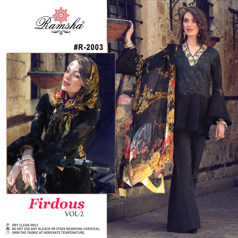 Ramsha Firdous Vol 2 Cambric Cotton Embroidered Pakistani Style Festive Wear Salwar Suits With Fancy Prints
