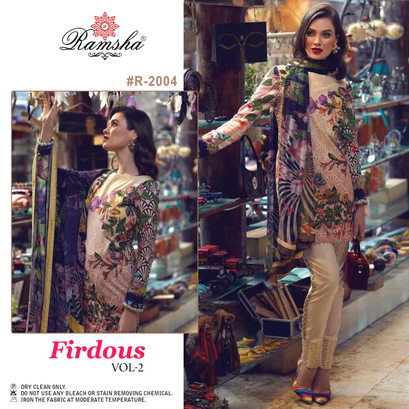 Ramsha Firdous Vol 2 Cambric Cotton Embroidered Pakistani Style Festive Wear Salwar Suits With Fancy Prints