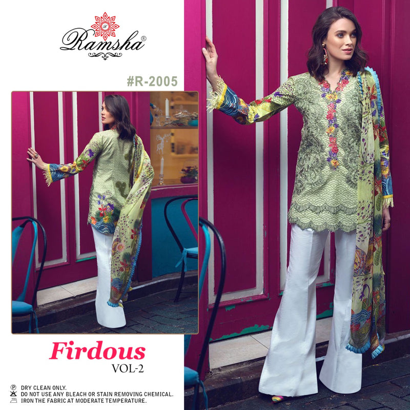 Ramsha Firdous Vol 2 Cambric Cotton Embroidered Pakistani Style Festive Wear Salwar Suits With Fancy Prints