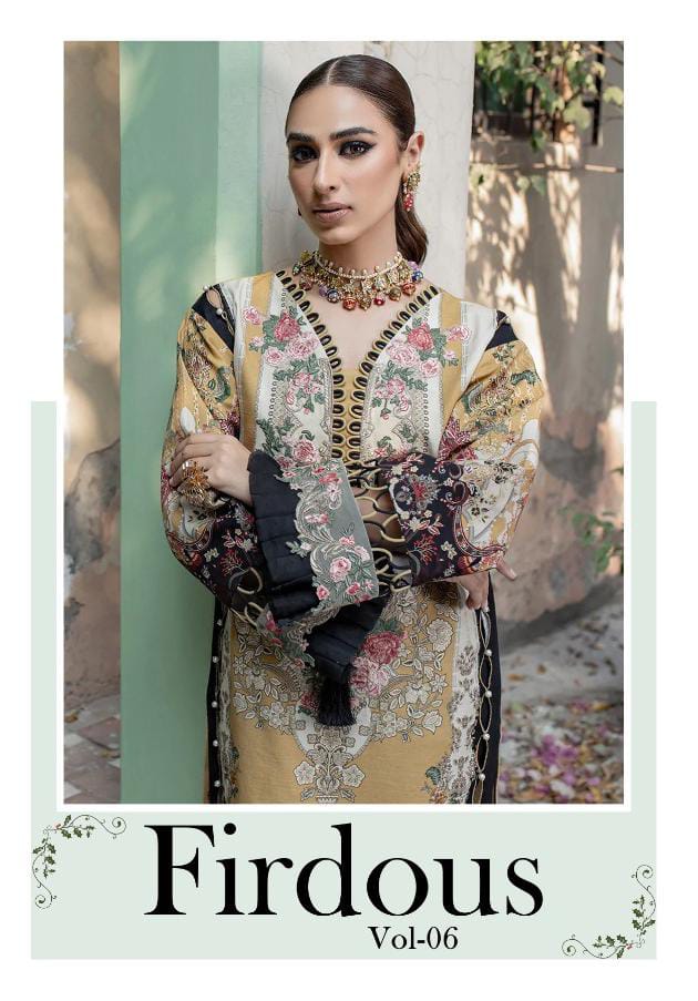 Sharaddha Firdous Vol 6 Pure Cotton Embroidery Work Stylish Designer Fancy Pakistani Salwar Kameez