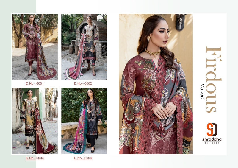 Sharaddha Firdous Vol 6 Pure Cotton Embroidery Work Stylish Designer Fancy Pakistani Salwar Kameez