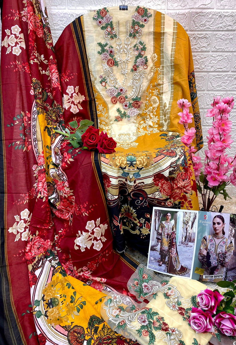Sharaddha Firdous Vol 6 Pure Cotton Embroidery Work Stylish Designer Fancy Pakistani Salwar Kameez