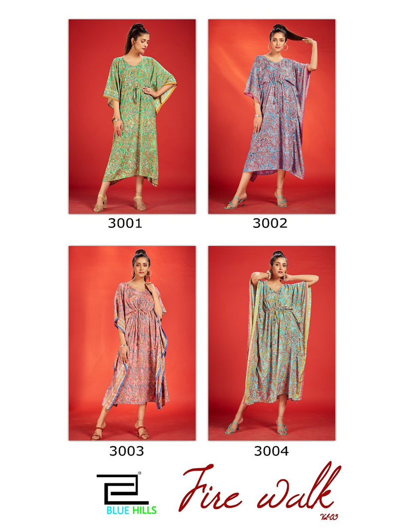 Blue Hills Fire Walk Vol 3 Crepe With Embroidery Work Stylish Designer Fancy Kurti