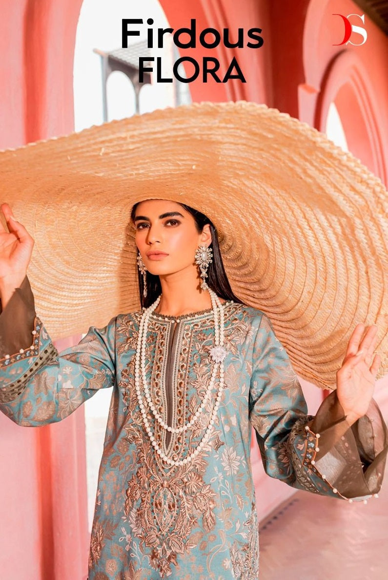 Deepsy Suits Firdous Flora Pure Cotton Heavy Patch Embroidery Work Pakistani Designer Salwar Kameez