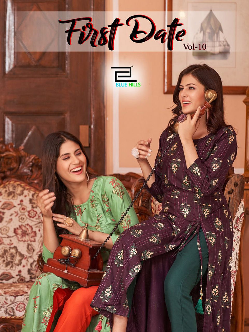 Blue Hills First Date Vol 10 Rayon With Beautiful Printed Work Stylish Designer Attractive Wear Kurti
