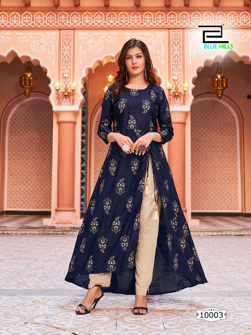Blue Hills First Date Vol 10 Rayon With Beautiful Printed Work Stylish Designer Attractive Wear Kurti