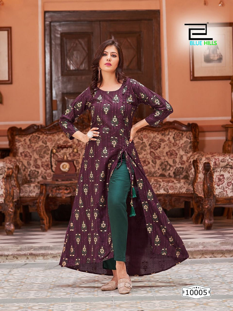 Blue Hills First Date Vol 10 Rayon With Beautiful Printed Work Stylish Designer Attractive Wear Kurti