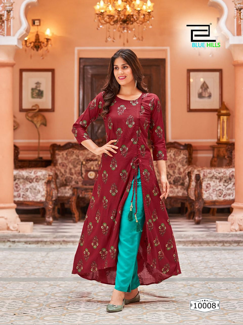 Blue Hills First Date Vol 10 Rayon With Beautiful Printed Work Stylish Designer Attractive Wear Kurti