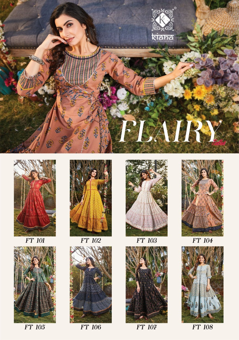 Kiana House Of Fashion Flairy Tales Cotton Printed Gown Style Party Wear Kurtis