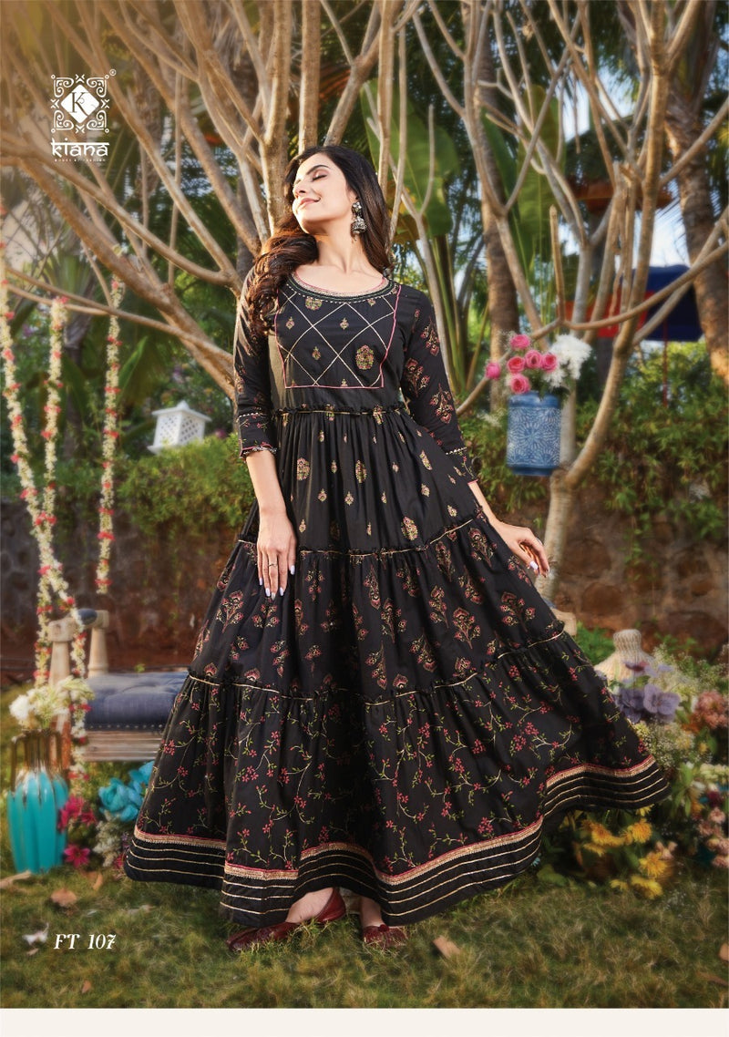 Kiana House Of Fashion Flairy Tales Cotton Printed Gown Style Party Wear Kurtis