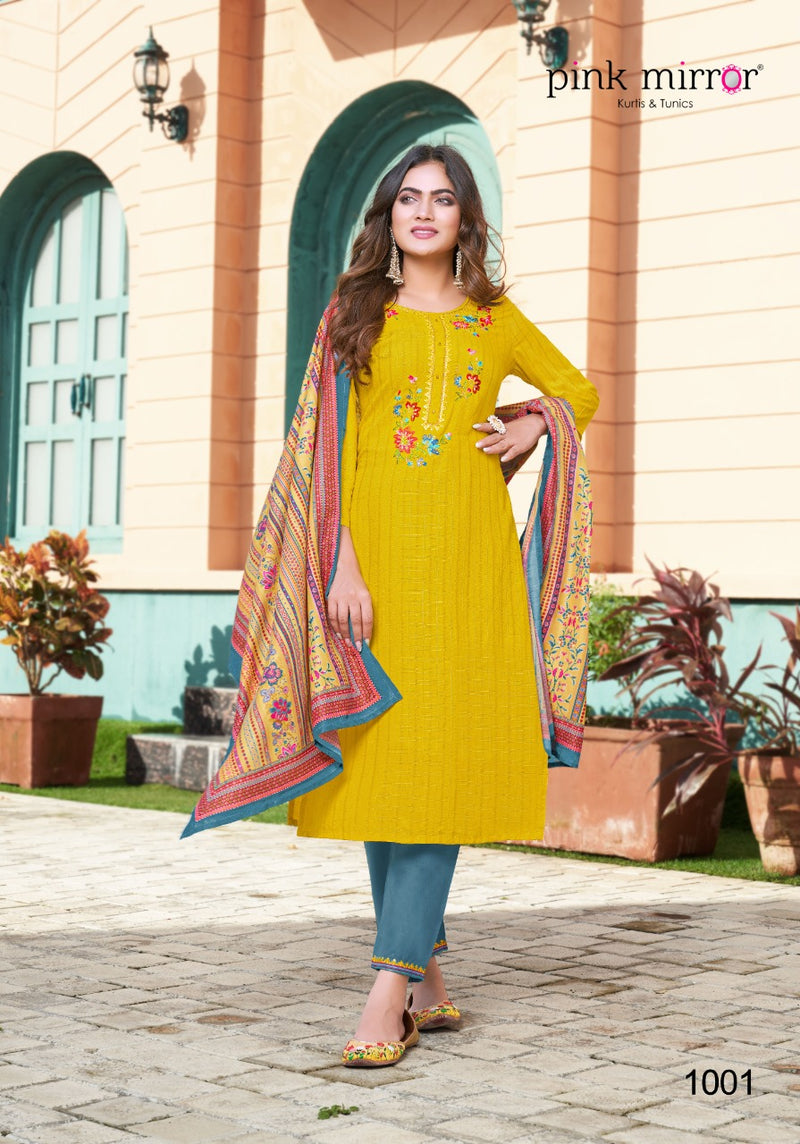 Pink Mirror Flame Viscose With Beautiful Work Stylish Designer Festive Wear Kurti