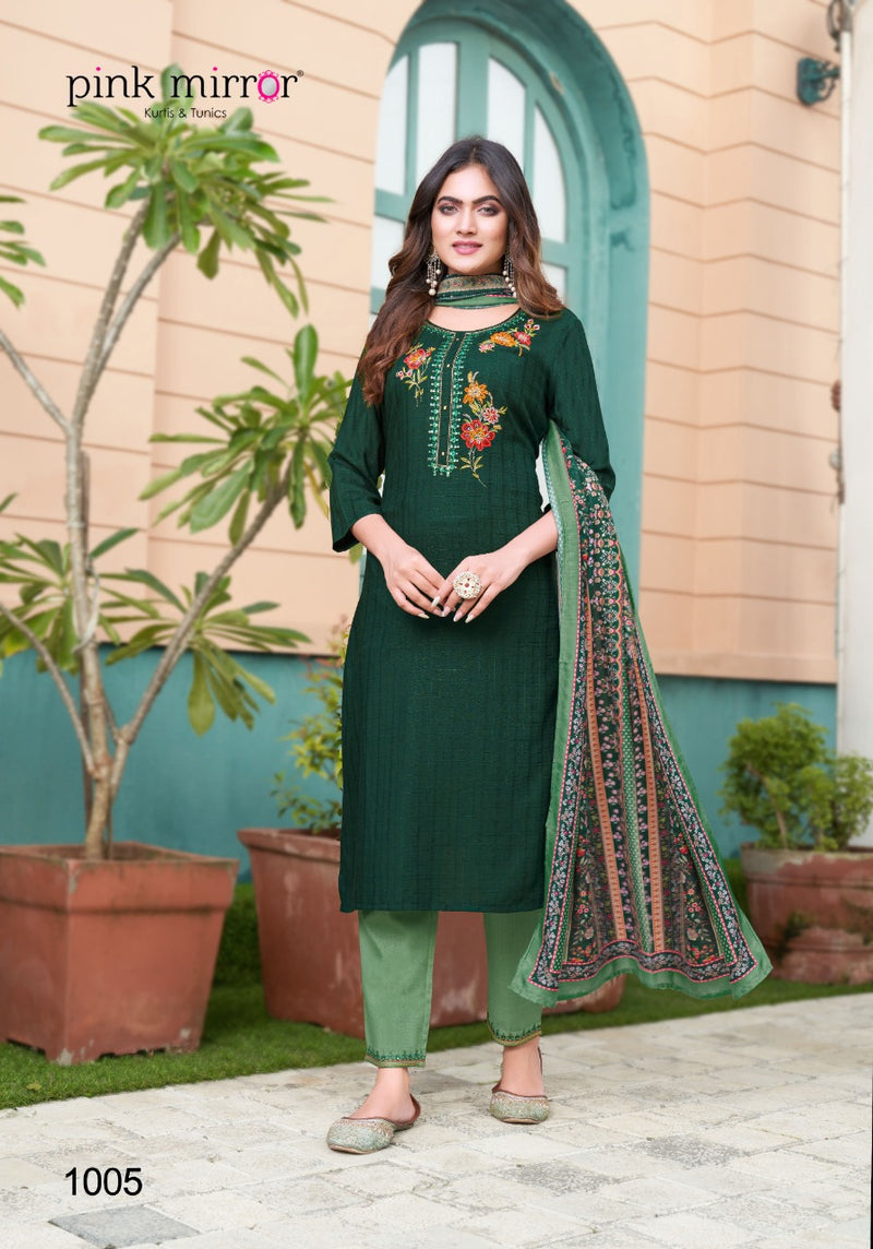 Pink Mirror Flame Viscose With Beautiful Work Stylish Designer Festive Wear Kurti