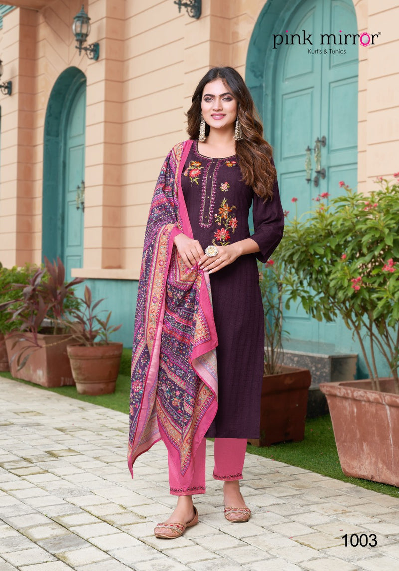 Pink Mirror Flame Viscose With Beautiful Work Stylish Designer Festive Wear Kurti