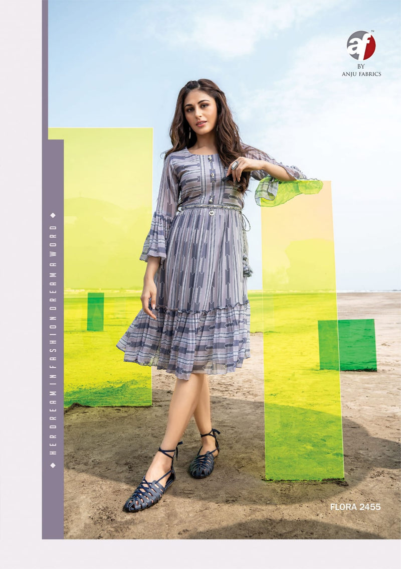 Anju Fabrics Flora Georgette Western Style Fancy Party Wear Kurtis