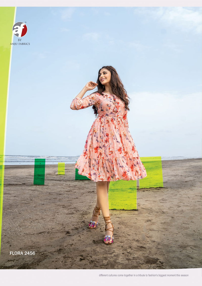 Anju Fabrics Flora Georgette Western Style Fancy Party Wear Kurtis