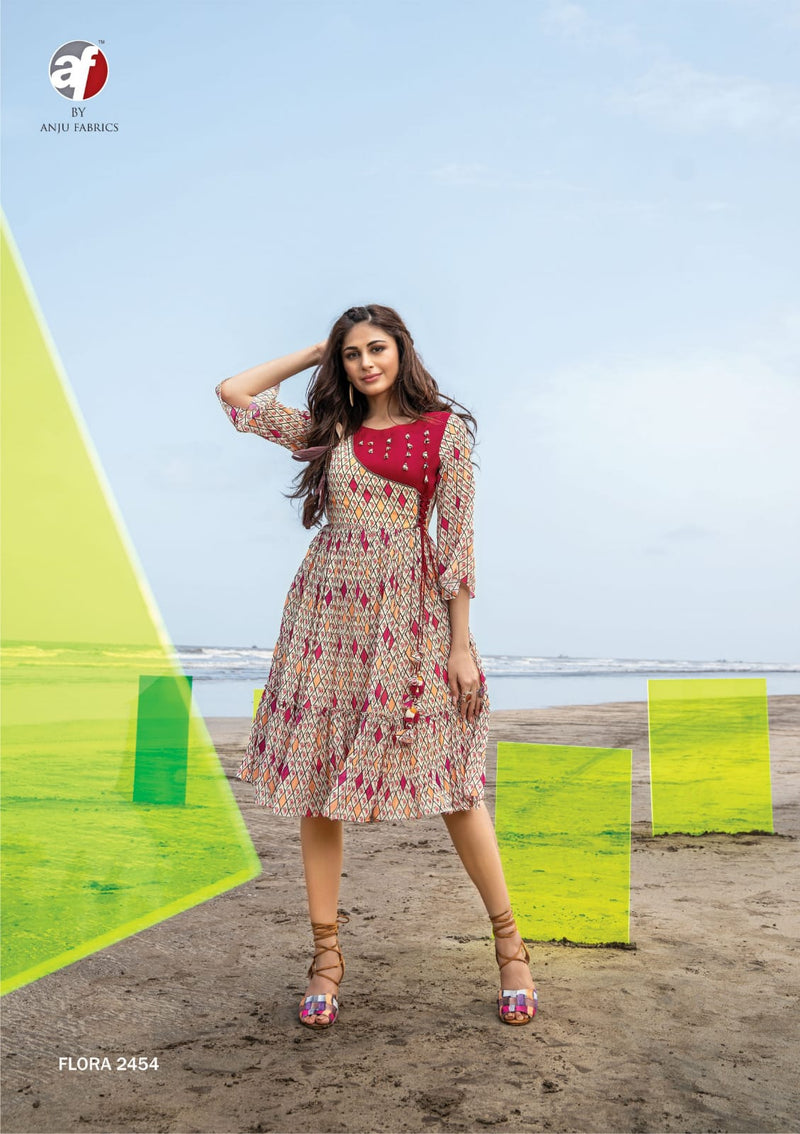 Anju Fabrics Flora Georgette Western Style Fancy Party Wear Kurtis