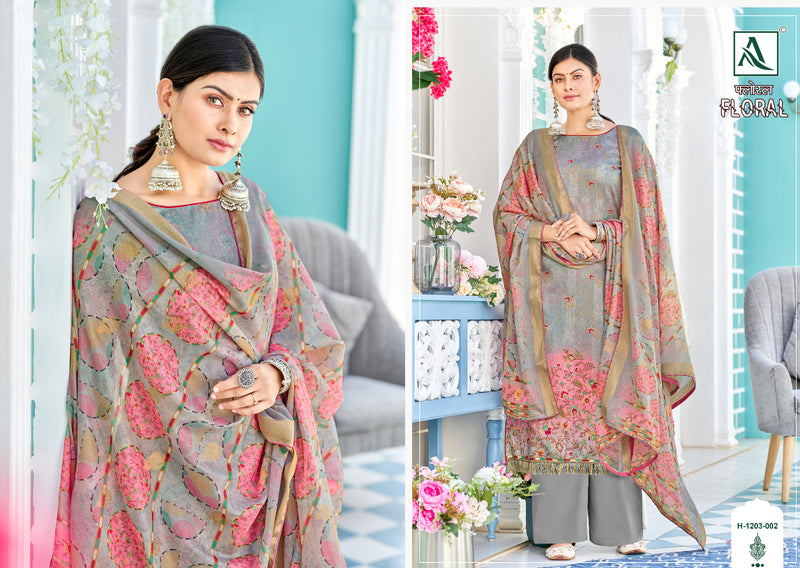 Alok Suits Floral Fine Dola Self Jacquard Designer Digital Print Fancy Designer Salwar Kameez