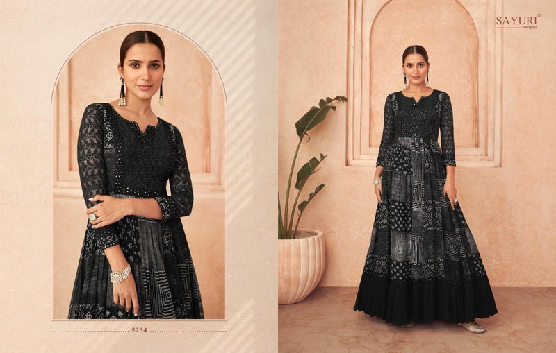Sayuri Designs Floral Georgette With Heavy Embroidery Work Stylish Designer Fancy Long Gown