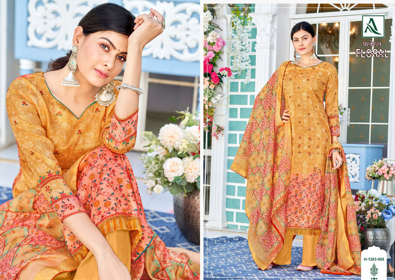 Alok Suits Floral Fine Dola Self Jacquard Designer Digital Print Fancy Designer Salwar Kameez