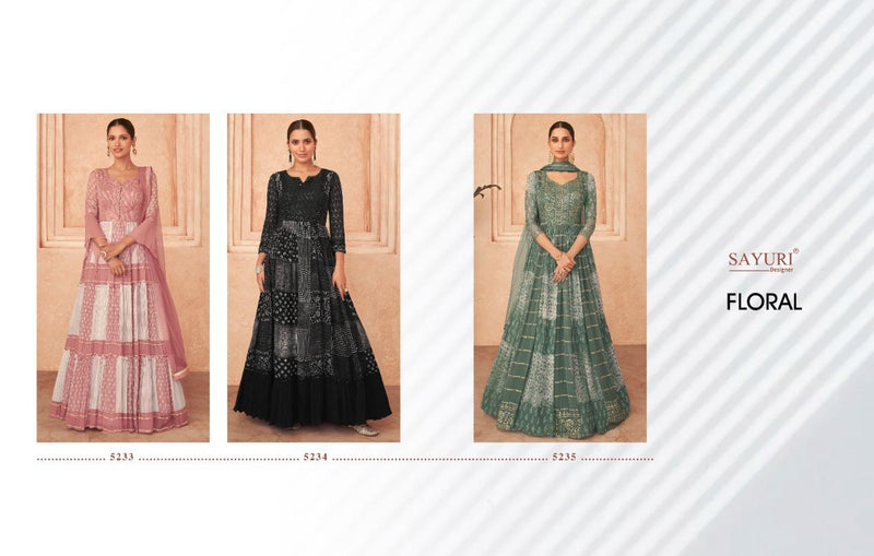 Sayuri Designs Floral Georgette With Heavy Embroidery Work Stylish Designer Fancy Long Gown