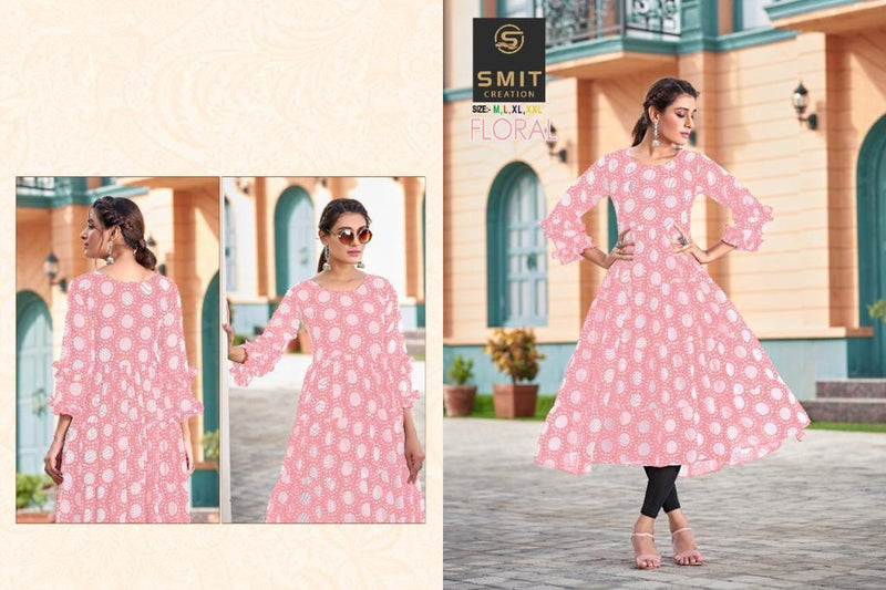 Poonam Floral Georgette With Printed Work Stylish Designer Fancy Wear Kurti
