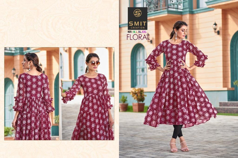 Poonam Floral Georgette With Printed Work Stylish Designer Fancy Wear Kurti