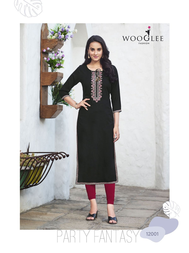 Wooglee Florance Rayon Buti Embroidery Handwork Fancy Designer Kurti