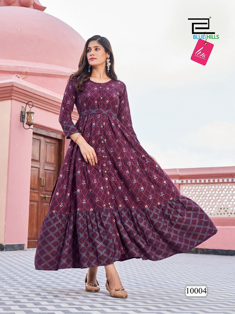 Blue Hills Florencia Vol 10 Rayon With Fancy Work Stylish Designer Fancy Long Gown