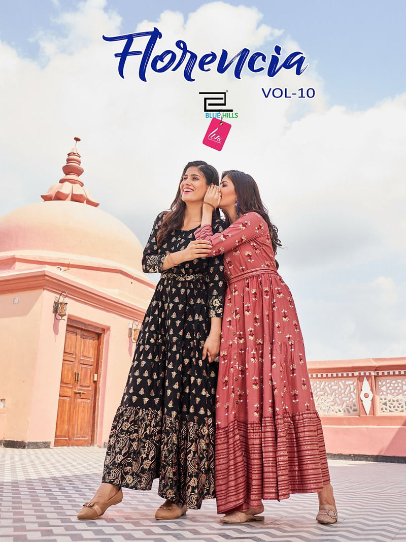 Blue Hills Florencia Vol 10 Rayon With Fancy Work Stylish Designer Fancy Long Gown
