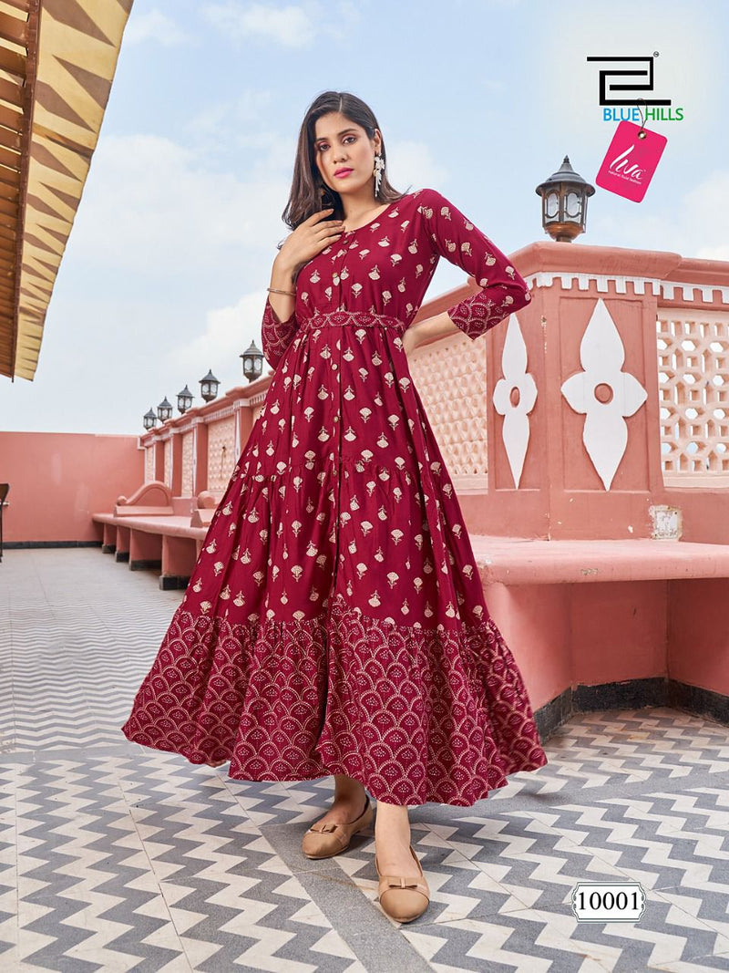 Blue Hills Florencia Vol 10 Rayon With Fancy Work Stylish Designer Fancy Long Gown