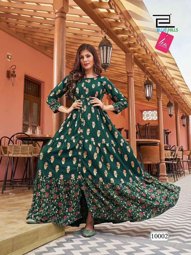 Blue Hills Florencia Vol 10 Rayon With Fancy Work Stylish Designer Fancy Long Gown
