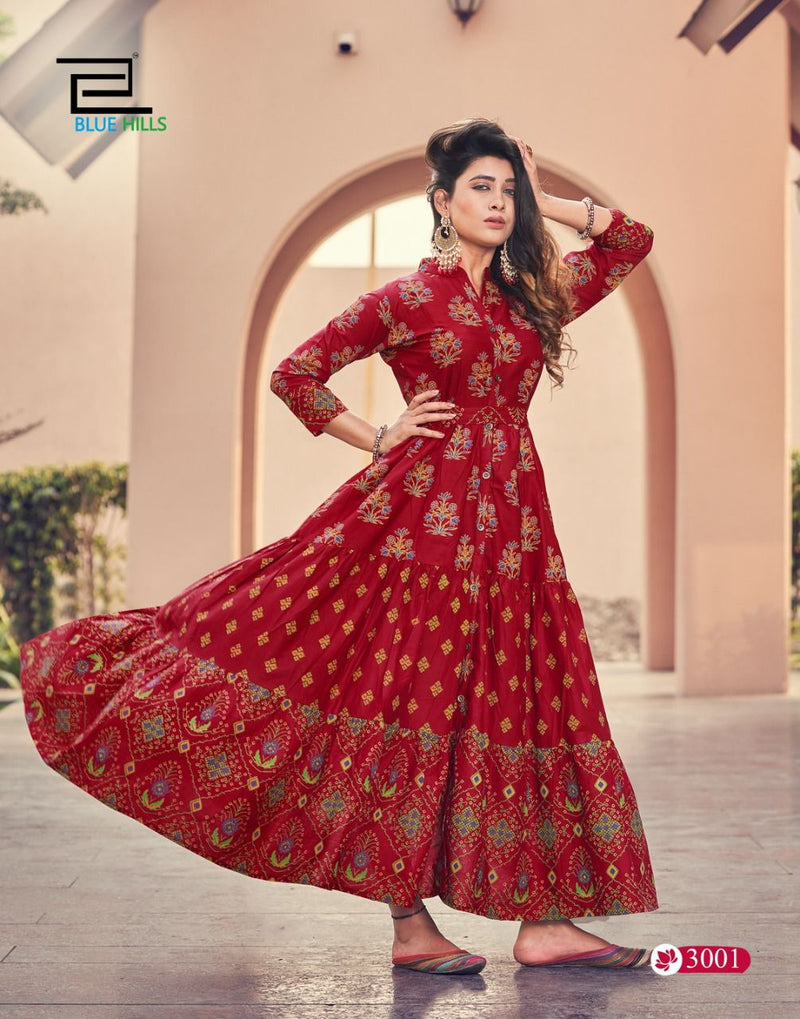 Blue Hills Florencia Vol 3 Cambric Cotton Gown Style Party Wear Kurtis