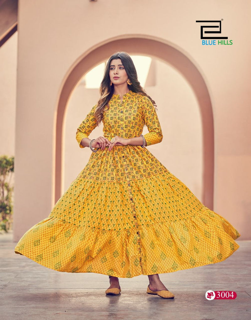 Blue Hills Florencia Vol 3 Cambric Cotton Gown Style Party Wear Kurtis