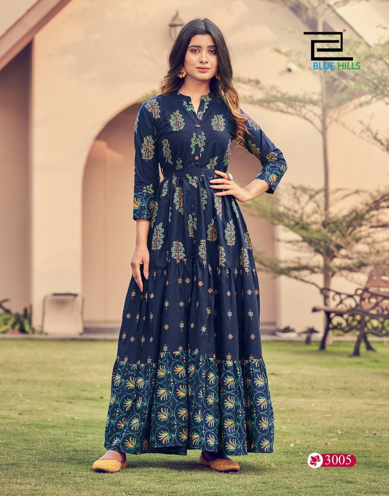 Blue Hills Florencia Vol 3 Cambric Cotton Gown Style Party Wear Kurtis
