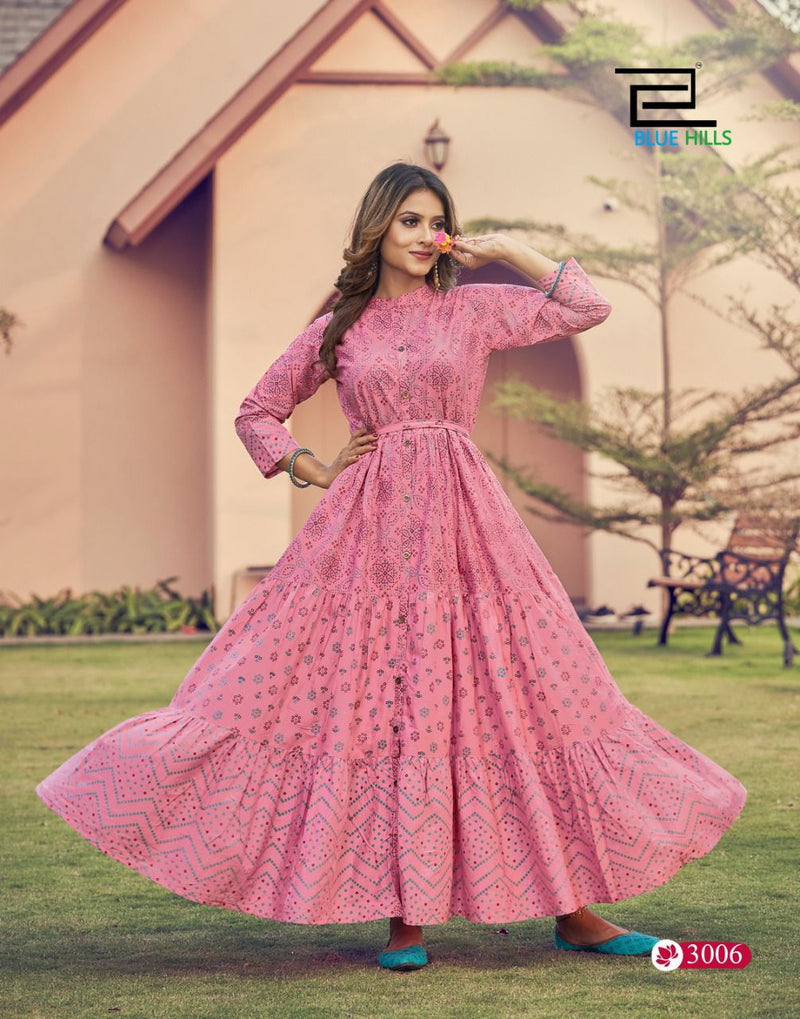 Blue Hills Florencia Vol 3 Cambric Cotton Gown Style Party Wear Kurtis