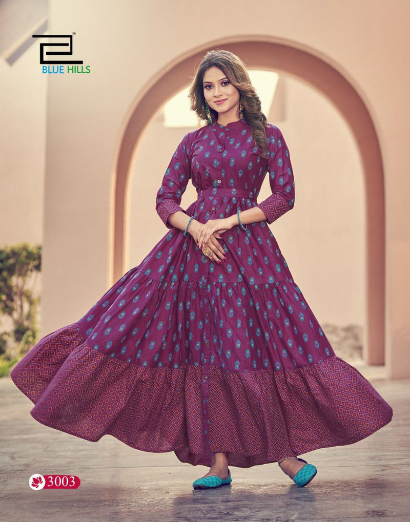 Blue Hills Florencia Vol 3 Cambric Cotton Gown Style Party Wear Kurtis