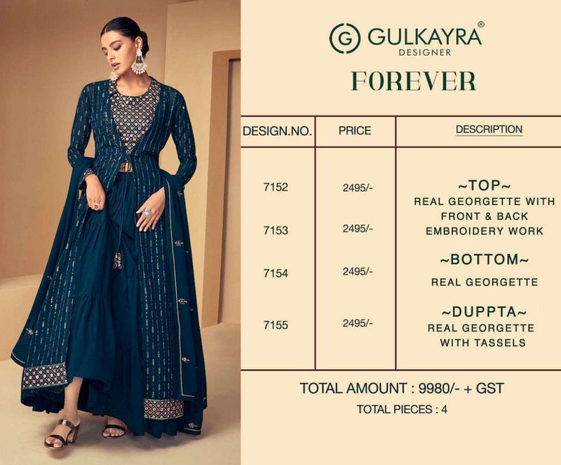 Gulkayra Forever Georgette With Heavy Embroidery Work Work Stylish Designer Party Wear Fancy Long Kurti