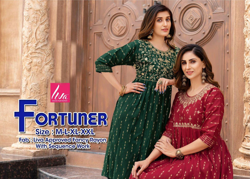 Golden Fortuner Rayon Fancy Designer Party Wear Kurtis