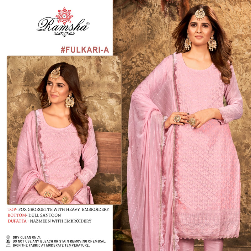 Ramsha Fulkari A Georgette With Heavy Embroidery Work Stylish Designer Party Wear Salwar Kameez