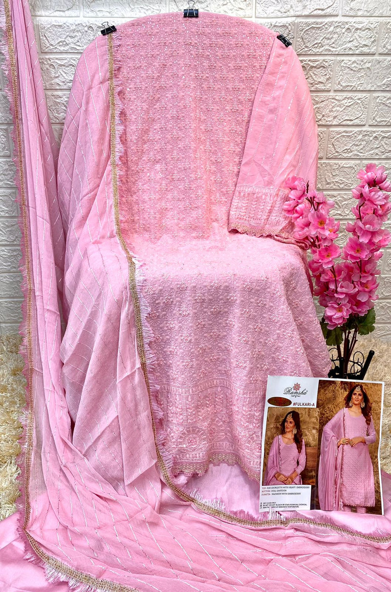 Ramsha Fulkari A Georgette With Heavy Embroidery Work Stylish Designer Party Wear Salwar Kameez